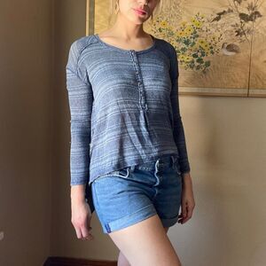Blue Free People Slinky Hacci Top